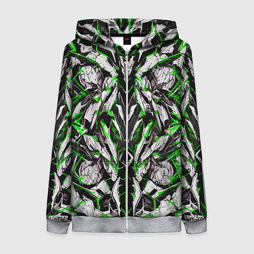Женская толстовка на молнии Зелёная кибернетическая броня / 3D-Меланж – фото 1