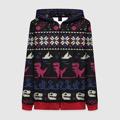 Женская толстовка на молнии Доисторический свитер / 3D-Красный – фото 1