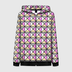 Толстовка на молнии женская Геометрический треугольники бело-серо-розовый, цвет: 3D-черный