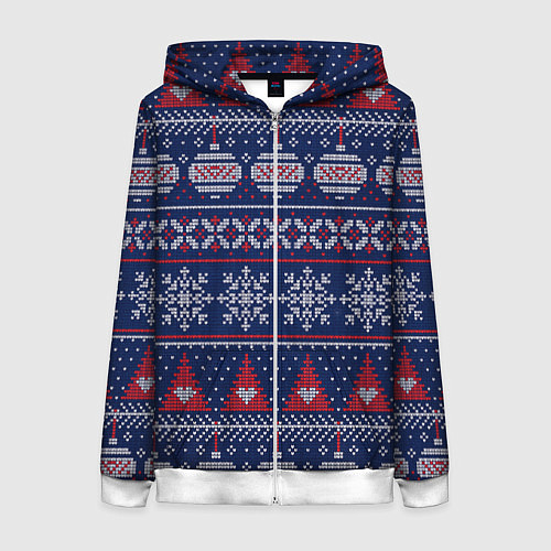 Женская толстовка на молнии New Years sweater / 3D-Белый – фото 1