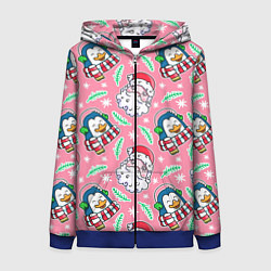 Толстовка на молнии женская Персонажи новогодние, цвет: 3D-синий