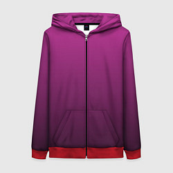 Толстовка на молнии женская Вишневый и черный градиент, цвет: 3D-красный