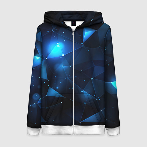 Женская толстовка на молнии Синяя геометрическая абстракция / 3D-Белый – фото 1