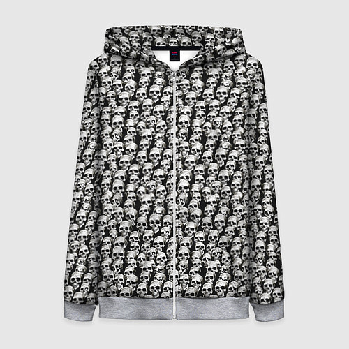 Женская толстовка на молнии Белые черепа / 3D-Меланж – фото 1