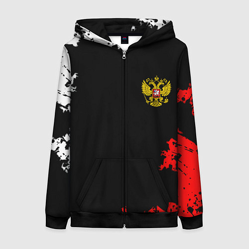 Женская толстовка на молнии Россия спорт краски / 3D-Черный – фото 1
