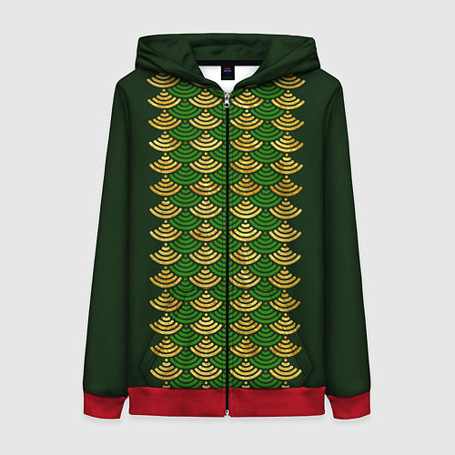 Женская толстовка на молнии Золотое пузико дракона / 3D-Красный – фото 1