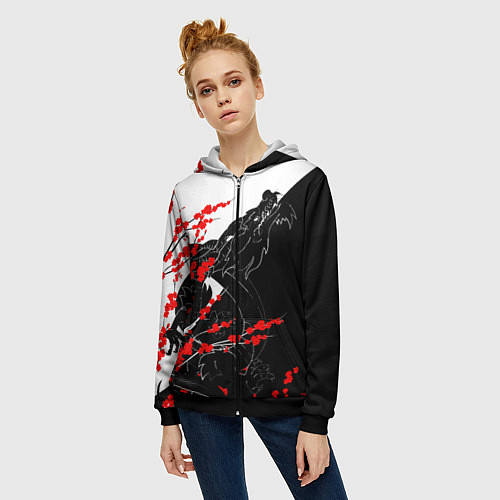 Женская толстовка на молнии Tokyo Dragon / 3D-Черный – фото 3
