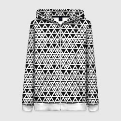 Толстовка на молнии женская Треугольники чёрные и белые, цвет: 3D-белый