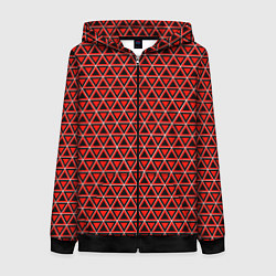 Толстовка на молнии женская Красные и чёрные треугольники, цвет: 3D-черный