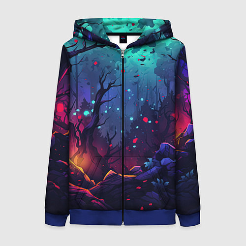 Женская толстовка на молнии Абстрактный камуфляж в кислотных абстрактных пятна / 3D-Синий – фото 1