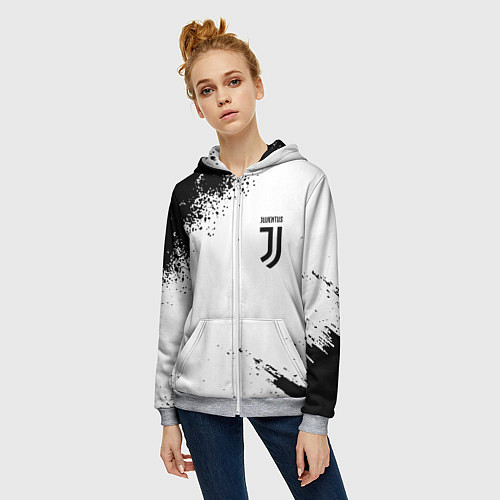 Женская толстовка на молнии Juventus sport color black / 3D-Меланж – фото 3