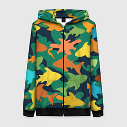 Женская толстовка на молнии Камуфляж силуэты рыбок