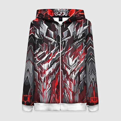 Женская толстовка на молнии Острый металл красный / 3D-Белый – фото 1