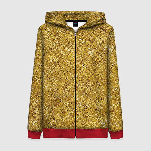 Женская толстовка на молнии Золотой волнистый с переливами / 3D-Красный – фото 1
