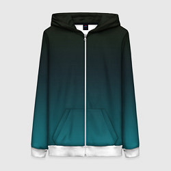 Толстовка на молнии женская Чёрно голубой бирюзовый градиент, цвет: 3D-белый