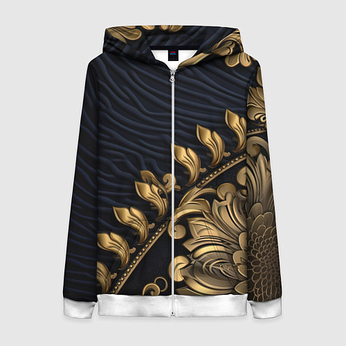 Женская толстовка на молнии Золотая объемная лепнина / 3D-Белый – фото 1
