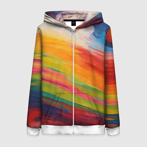 Женская толстовка на молнии Мазки красками / 3D-Белый – фото 1