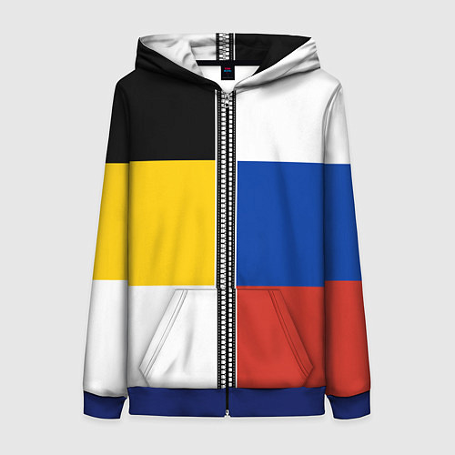 Женская толстовка на молнии Россия - патриот / 3D-Синий – фото 1