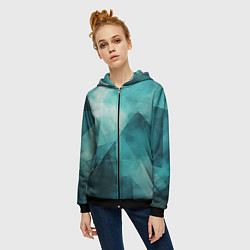 Толстовка на молнии женская Гранжевая бирюза, цвет: 3D-черный — фото 2