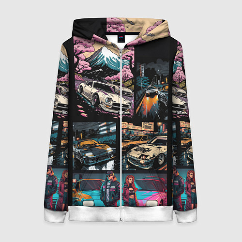 Женская толстовка на молнии Japanese jdm art / 3D-Белый – фото 1