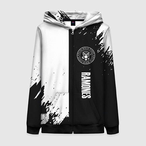 Женская толстовка на молнии Ramones краски абстракция / 3D-Черный – фото 1