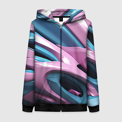 Женская толстовка на молнии Пластичная абстракция / 3D-Черный – фото 1