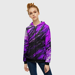 Толстовка на молнии женская Чёрная и розовая буря, цвет: 3D-черный — фото 2