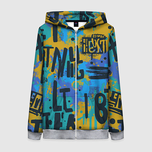 Женская толстовка на молнии Крупные буквы на цветном фоне / 3D-Меланж – фото 1