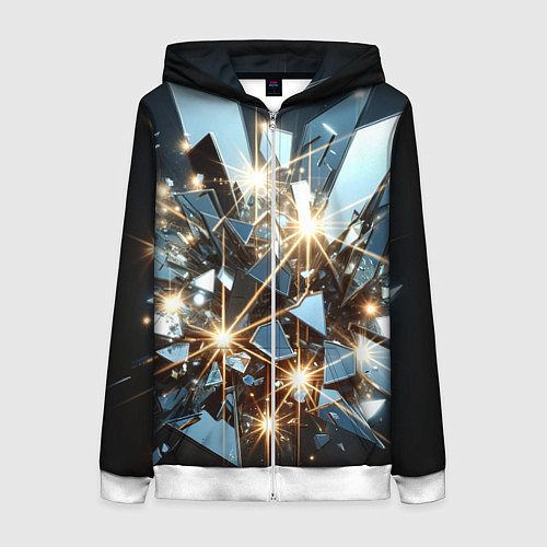 Женская толстовка на молнии Текстура с осколками / 3D-Белый – фото 1