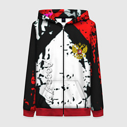 Толстовка на молнии женская Россия краски текстура, цвет: 3D-красный