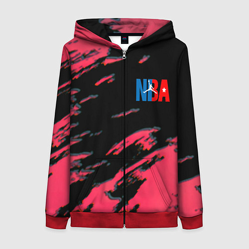 Женская толстовка на молнии NBA краски текстура / 3D-Красный – фото 1