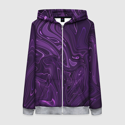 Женская толстовка на молнии Абстакция на темно фиолетовом / 3D-Меланж – фото 1