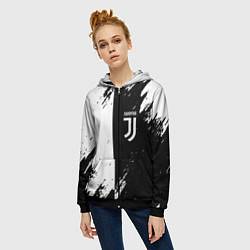 Толстовка на молнии женская Juventus краски чёрнобелые, цвет: 3D-черный — фото 2