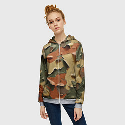 Толстовка на молнии женская Реалистичный камуфляж из краски, цвет: 3D-меланж — фото 2