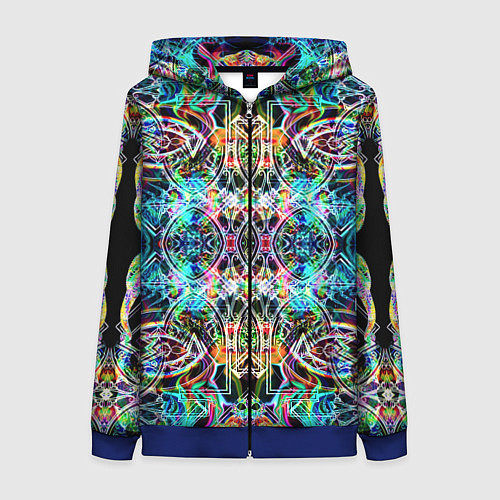 Женская толстовка на молнии Фрактальный орнамент / 3D-Синий – фото 1