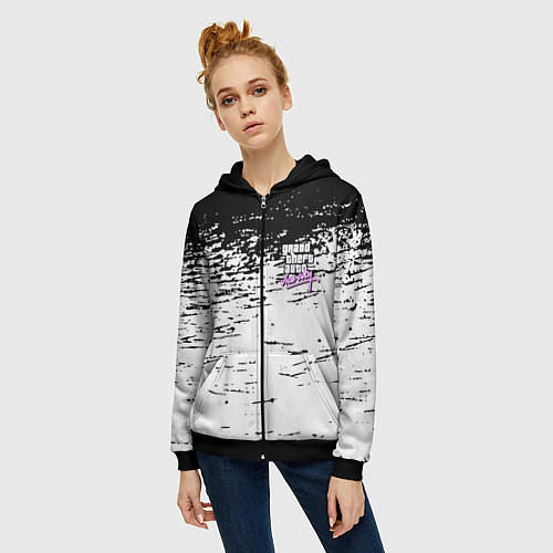 Женская толстовка на молнии GTA vice city краски / 3D-Черный – фото 3