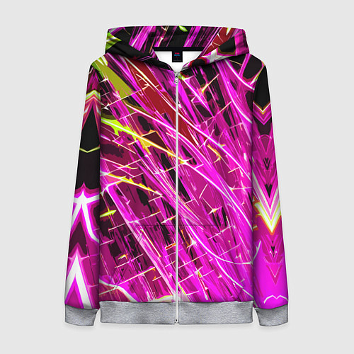 Женская толстовка на молнии Розовые энергетические линии / 3D-Меланж – фото 1