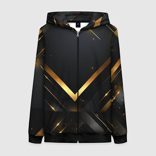 Женская толстовка на молнии Gold luxury black abstract / 3D-Черный – фото 1