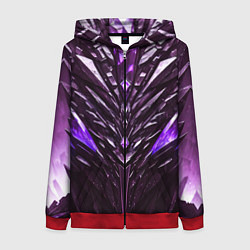Толстовка на молнии женская Фиолетовые кристаллы и камень, цвет: 3D-красный