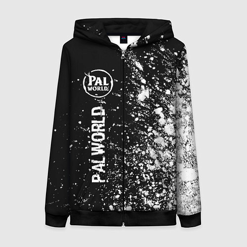 Женская толстовка на молнии Palworld glitch на темном фоне по-вертикали / 3D-Черный – фото 1