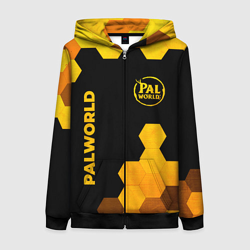 Женская толстовка на молнии Palworld - gold gradient вертикально / 3D-Черный – фото 1