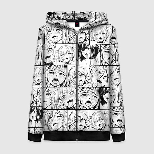 Женская толстовка на молнии Ahegao pattern / 3D-Черный – фото 1