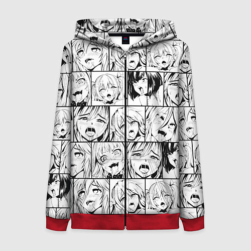 Женская толстовка на молнии Ahegao pattern / 3D-Красный – фото 1