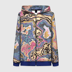 Толстовка на молнии женская Мраморный узор разноцветный, цвет: 3D-синий