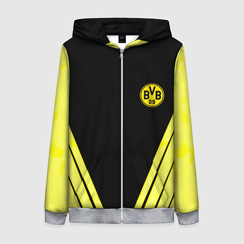 Женская толстовка на молнии Borussia geometry yellow / 3D-Меланж – фото 1