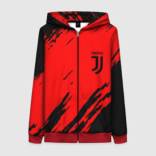Женская толстовка на молнии Juventus краски спорт фк / 3D-Красный – фото 1