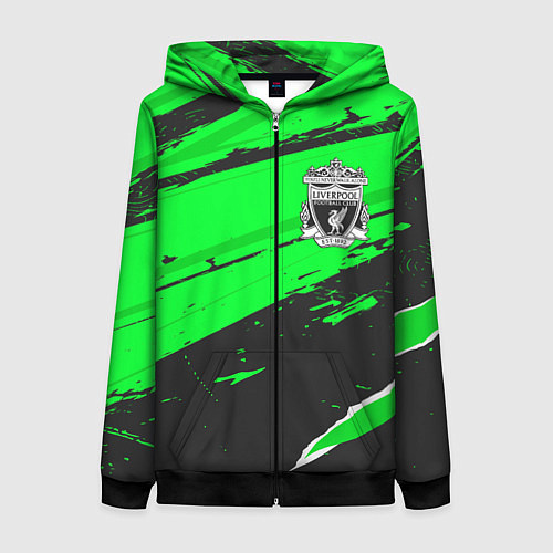 Женская толстовка на молнии Liverpool sport green / 3D-Черный – фото 1