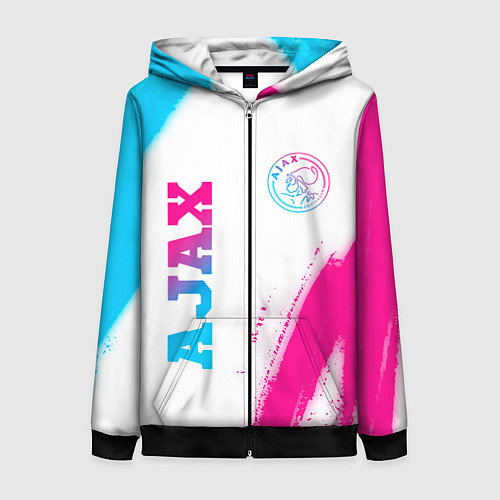 Женская толстовка на молнии Ajax neon gradient style вертикально / 3D-Черный – фото 1