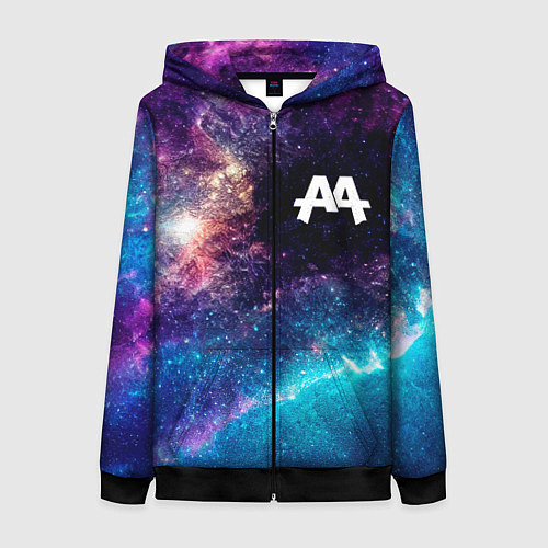 Женская толстовка на молнии Asking Alexandria space rock / 3D-Черный – фото 1