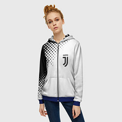 Толстовка на молнии женская Juventus sport black geometry, цвет: 3D-синий — фото 2